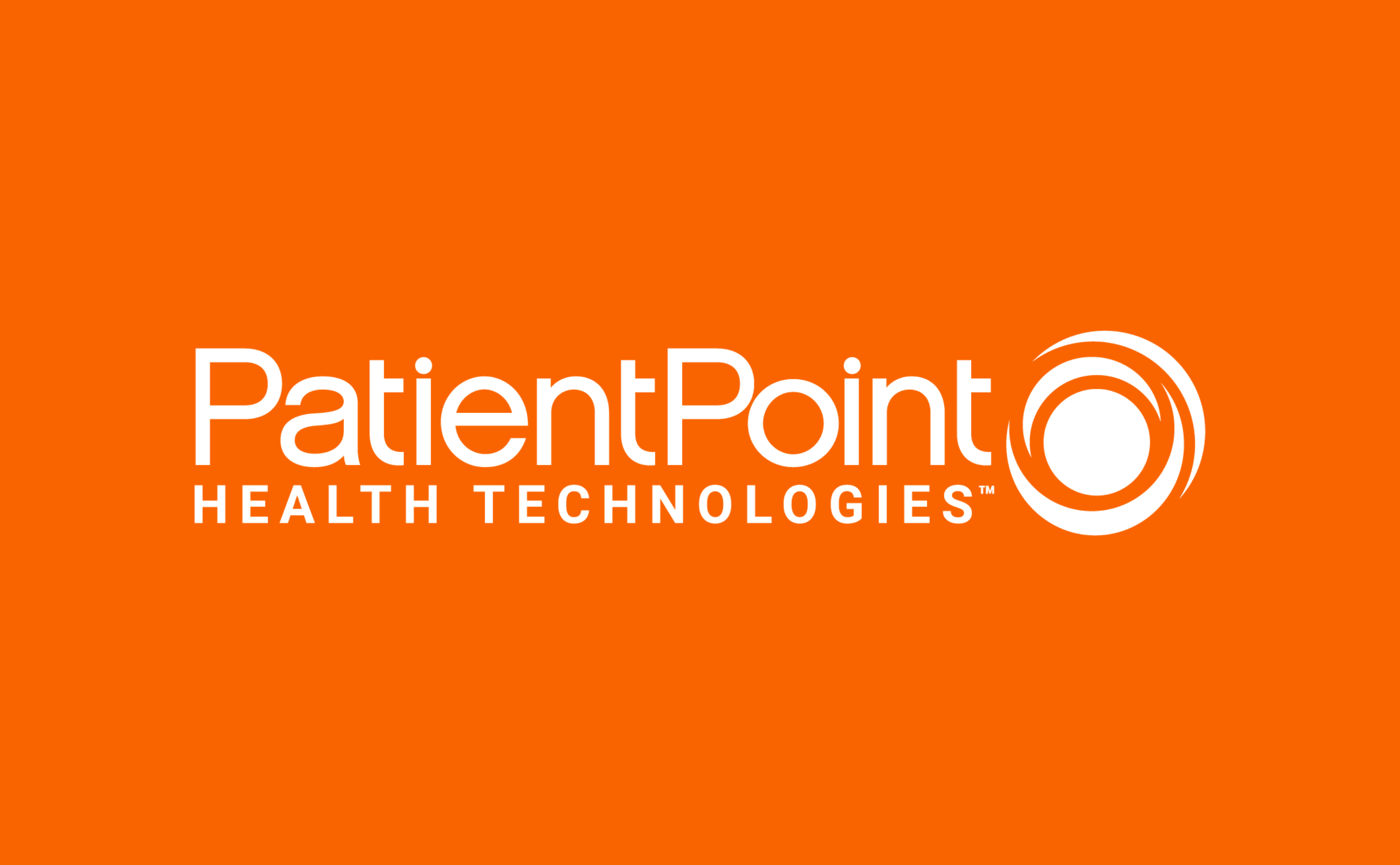 PatientPoint Health Technologies on orange background.