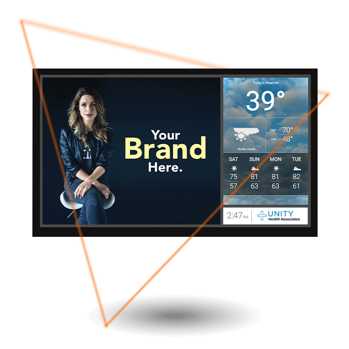 Animated screens all showing your brand here message.