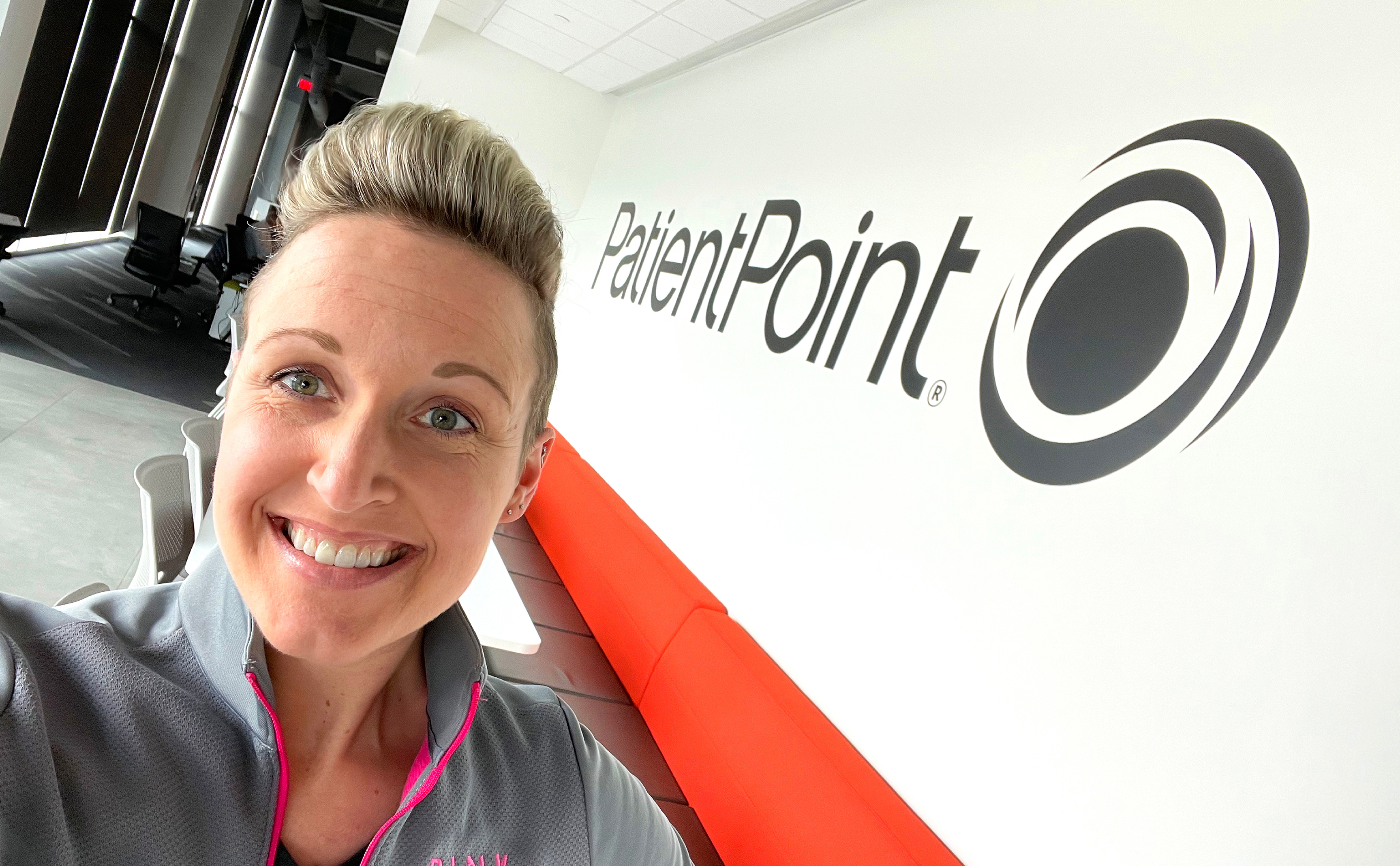 Cindy Oliver with PatientPoint logo